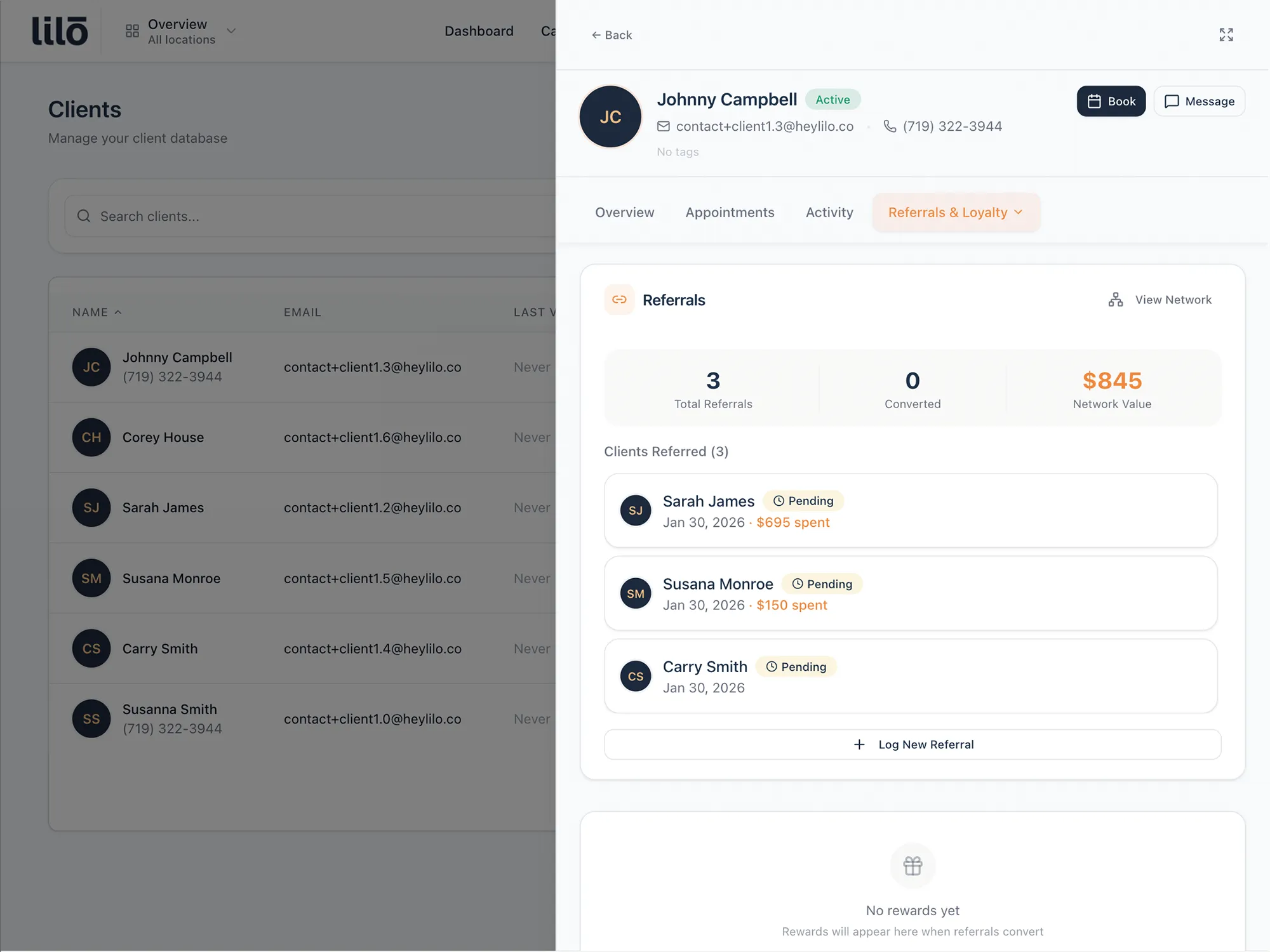 Referral tracking dashboard