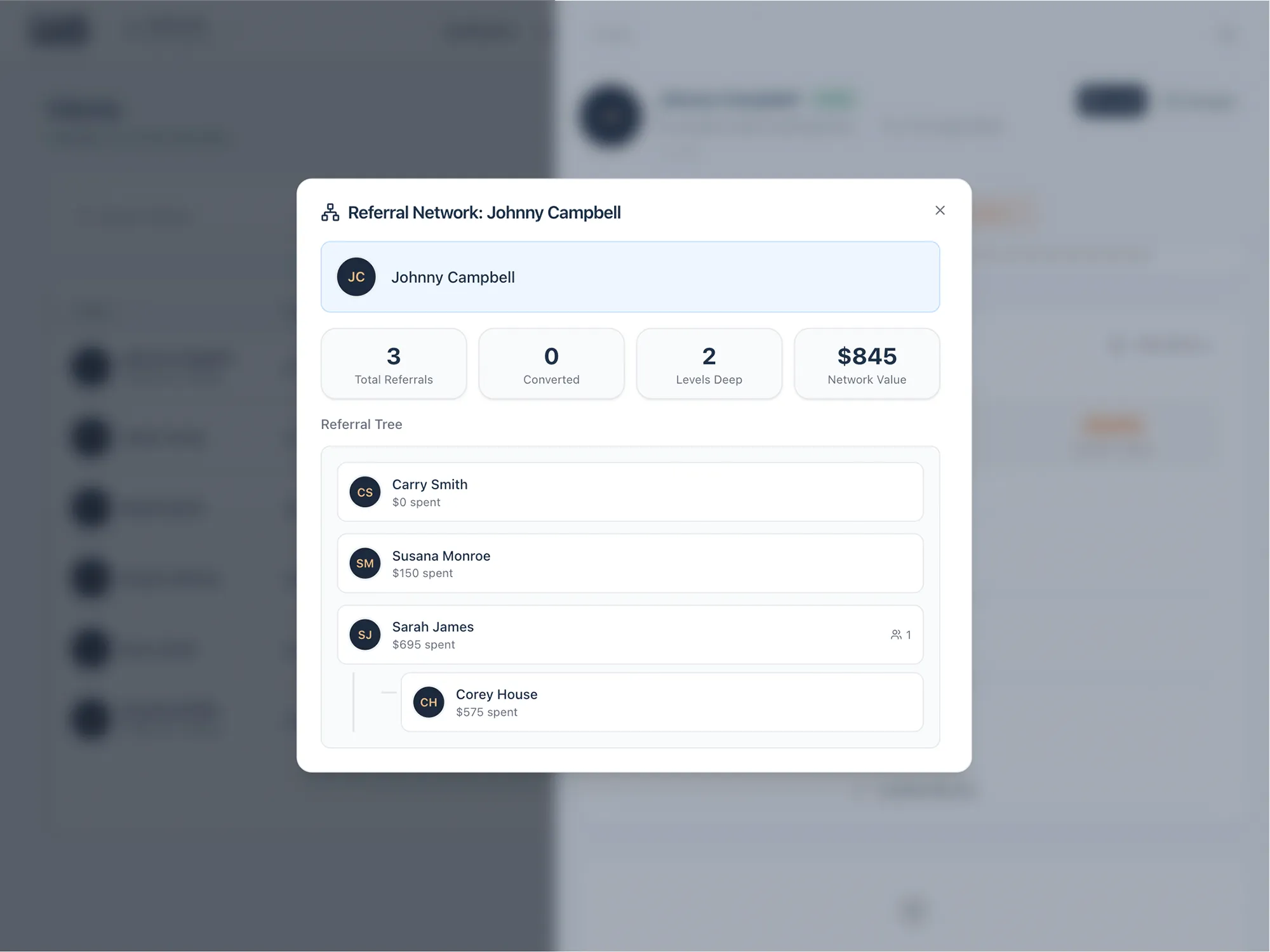 Referral rewards configuration