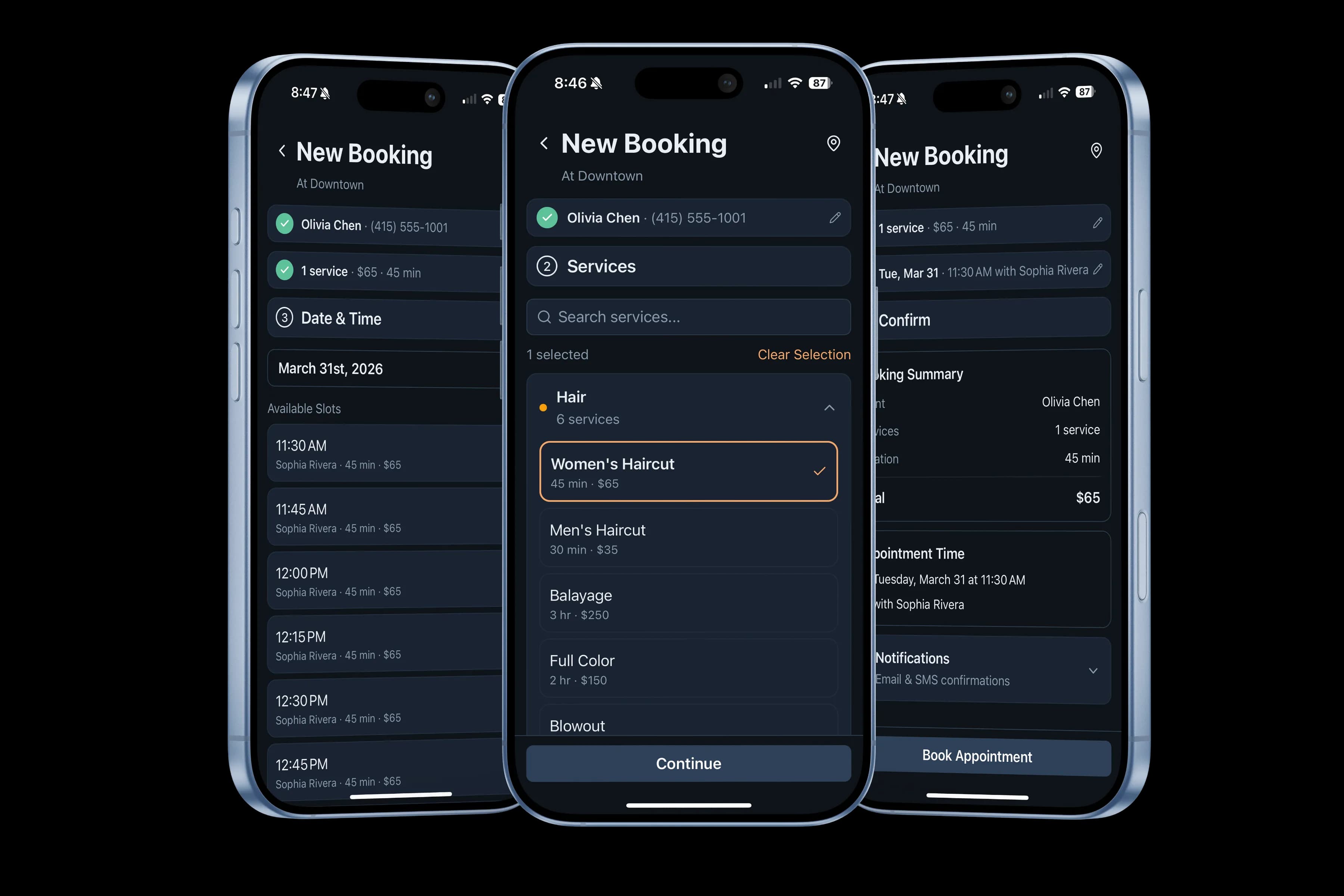 Booking flow screenshot